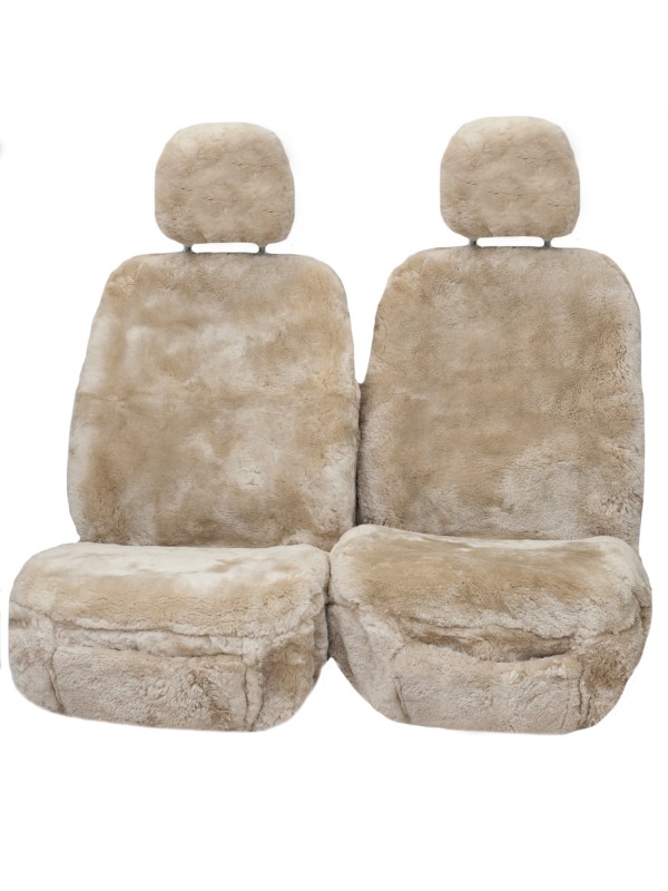 Sheepskin Seat Covers Platinum Series 35mm Separate Head Rests Airbag Compatible Bamboo The Cover Man - Jumbuck Custom Sheepskin Car Seat Cover