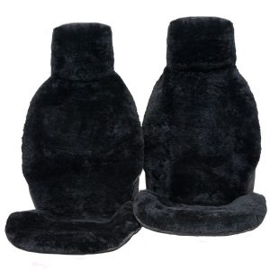 Ultra Premium Short Wool Hooded Seat Covers Black