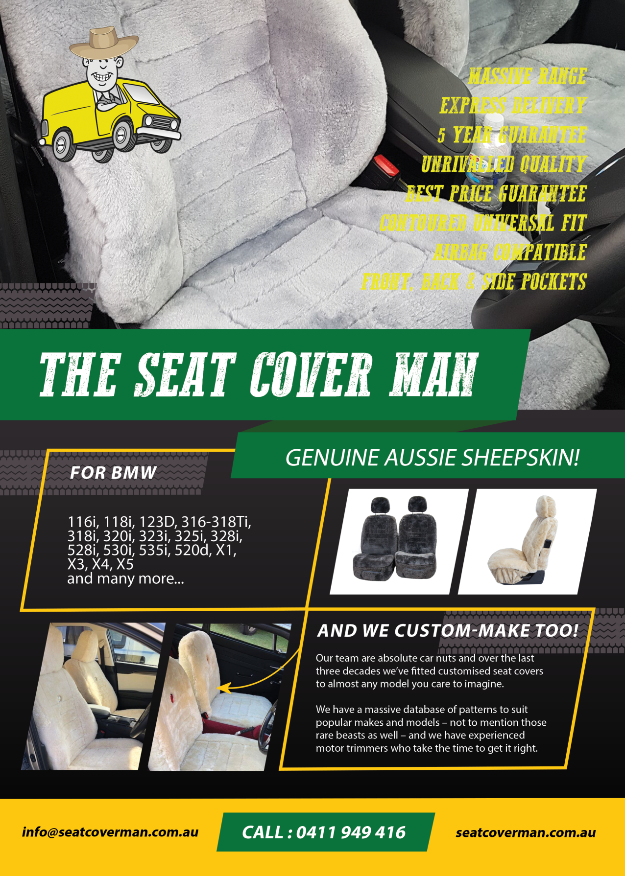 Sheepskin Seat Covers for BMW by The Seat Cover Man