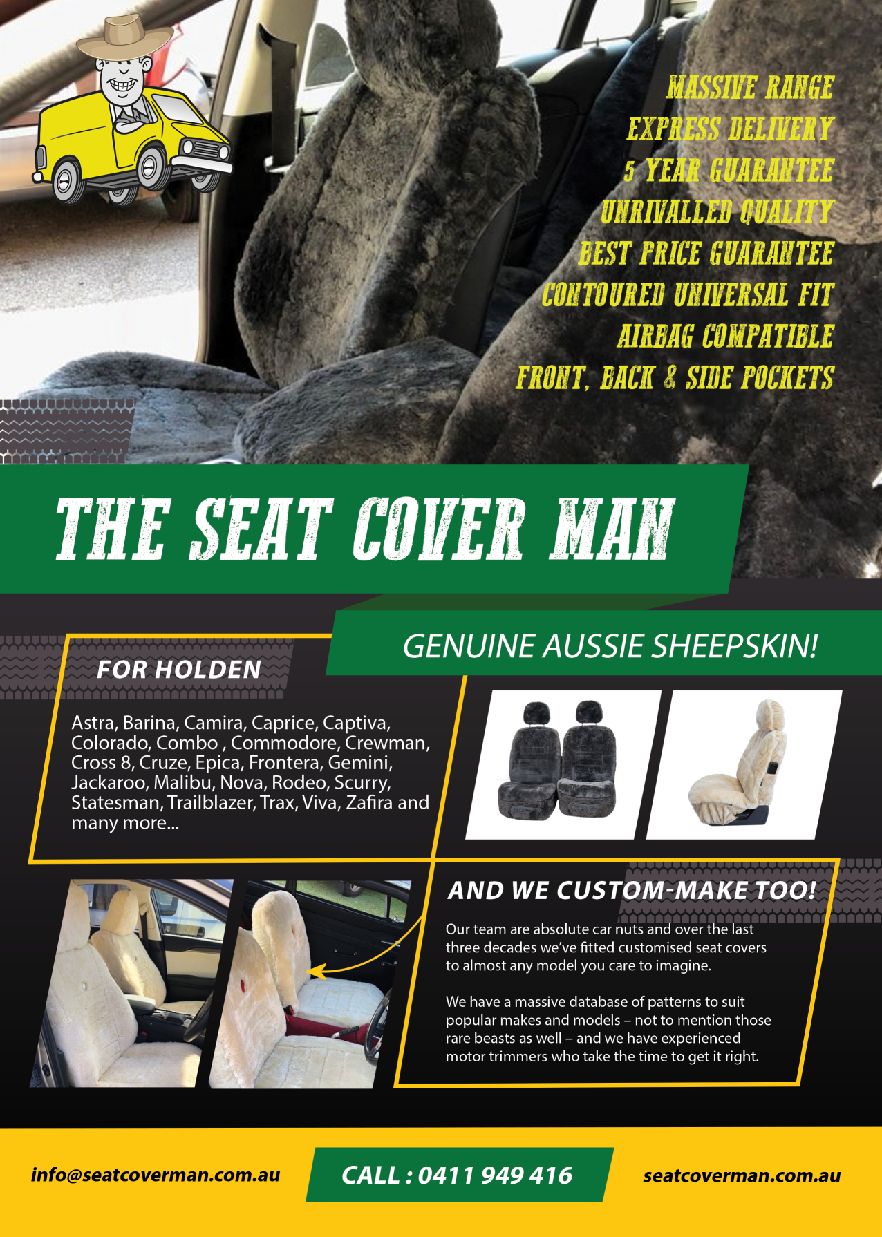 Sheepskin Seat Covers for Holden by The Seat Cover Man
